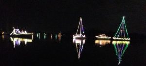 boats with christmas lights
