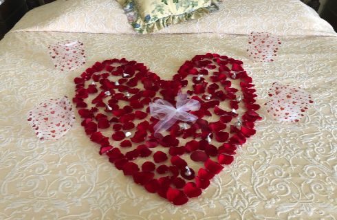 rose petals in heart shape